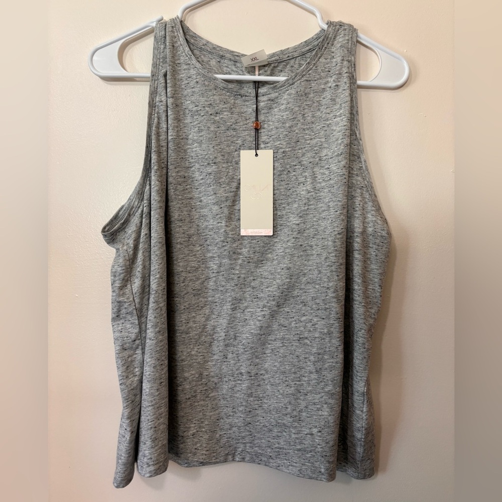 NWT CALIA relaxed fit everyday tank top in light cloud heather grey Size XXL